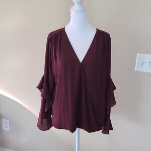 Ann Taylor Factory size M Plum Colored Surplice Top
